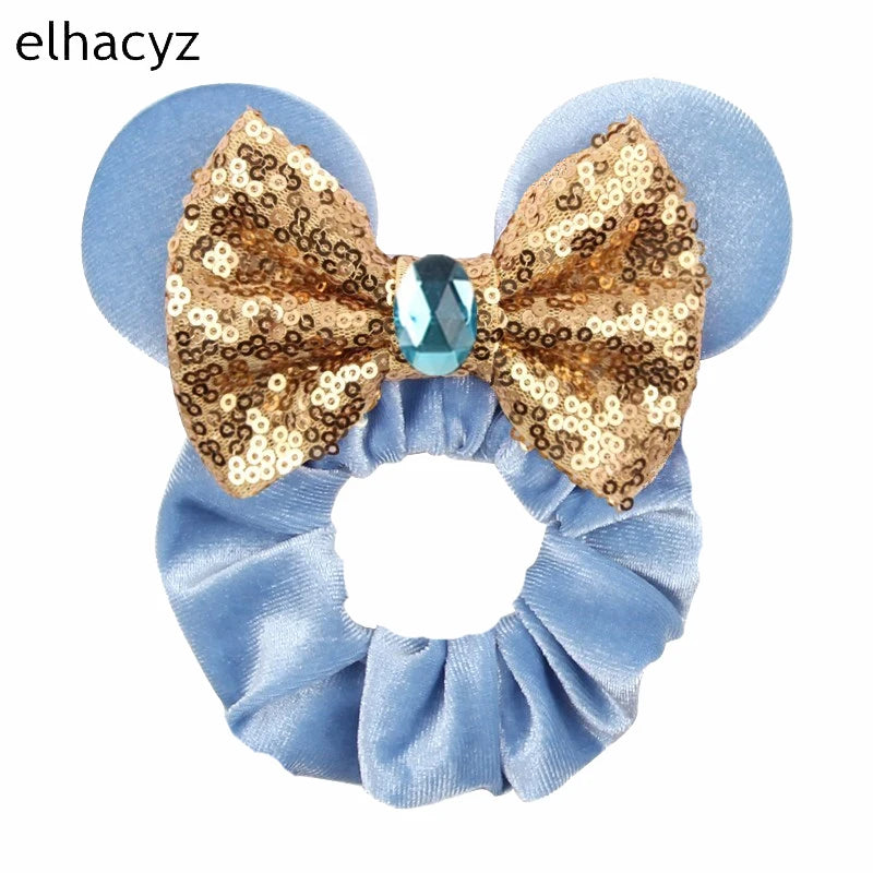 CowLost | mouse-ears-sequins-bow-women-velvet-scrunchies |24