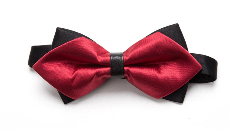 CowLost | men-ties-solid-fashion-butterfly-party-wedding-black-red-bow-tie |13