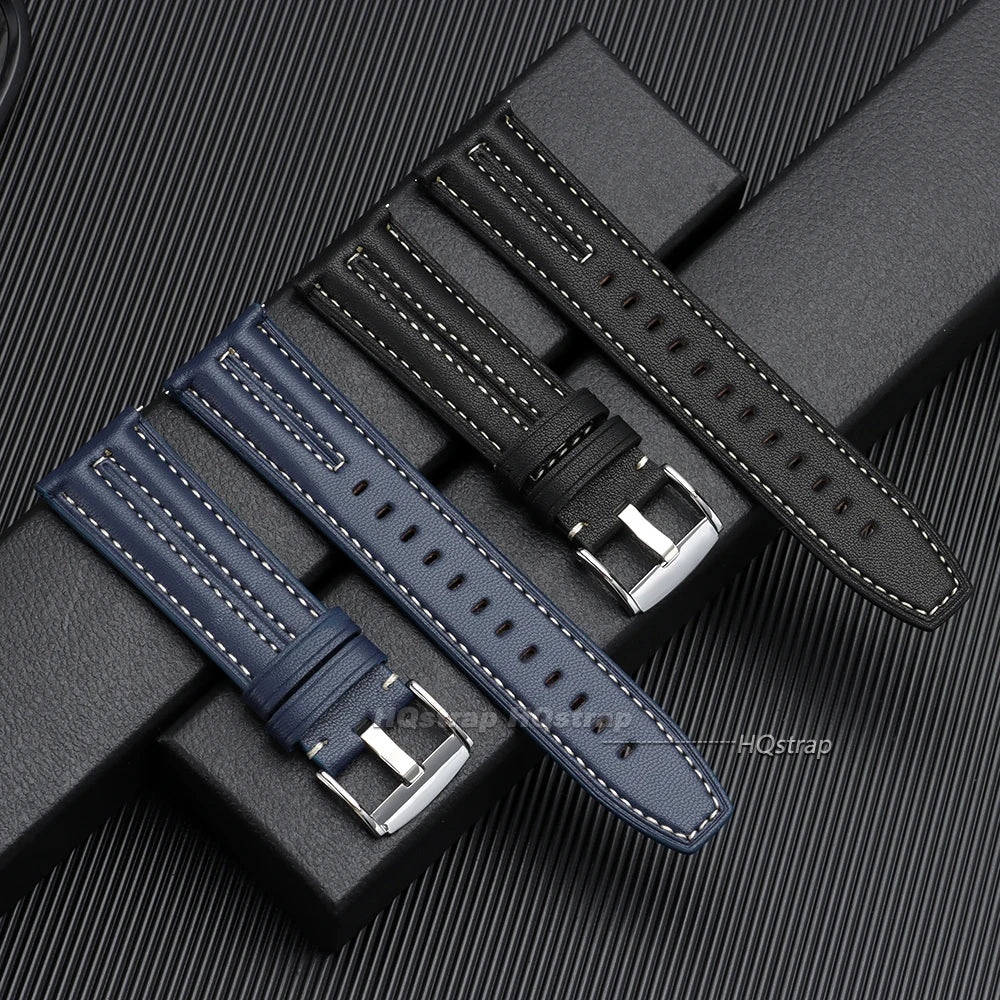 22mm Handmade Vintage Cowhide Leather Watch Band for Seiko Smartwatch Quick Release