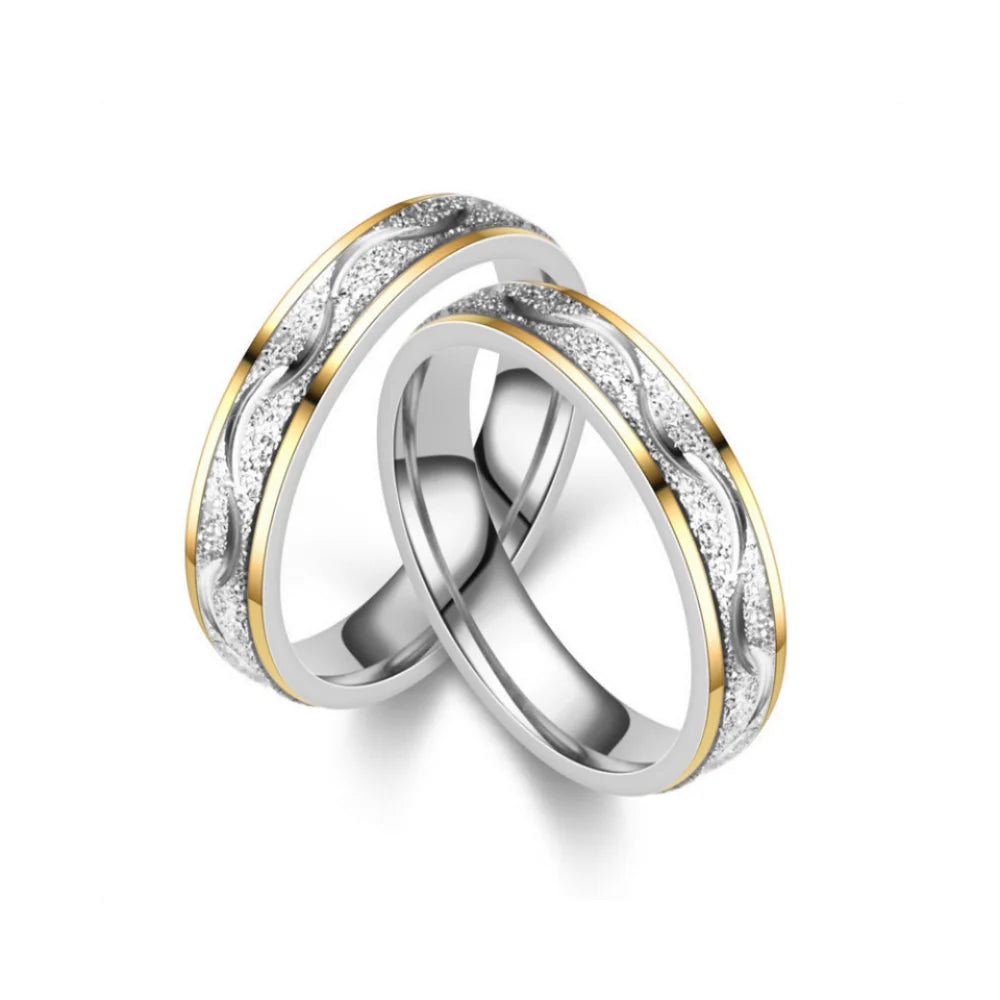Stainless Steel Frosted Couple Rings for Men & Women, Valentine's Day Gift, Sizes 5-13