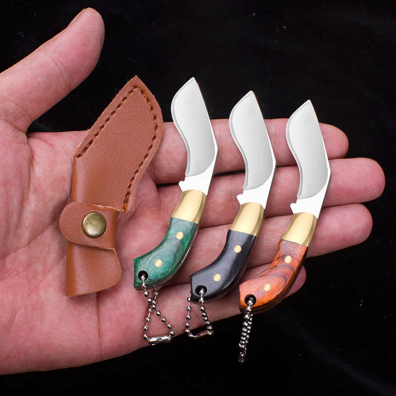 CowLost | activewear-pants-portable-mini-folding-knife-brass-color-wood-handle-stainless-steel-blade |15