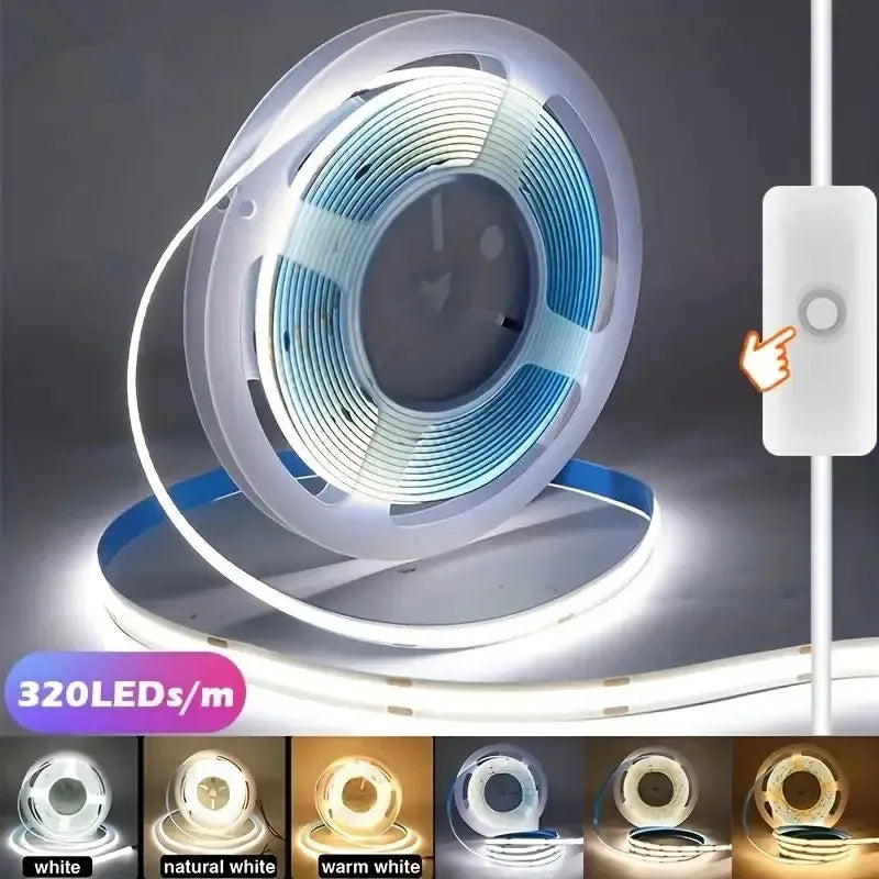 CowLost | light-ropes-strings-product_id-cob-5v-high-density-led-strip-lights-with-press-switch-ra90-for-living-room-cabinet-decor |1