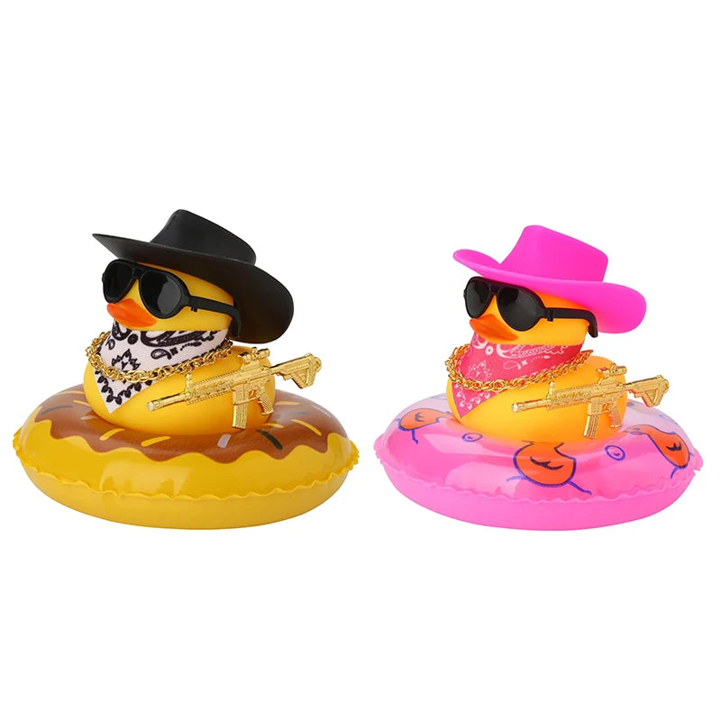 CowLost | product_id-rubber-duck-car-dashboard-ornament-with-cowboy-hat-necklace |8