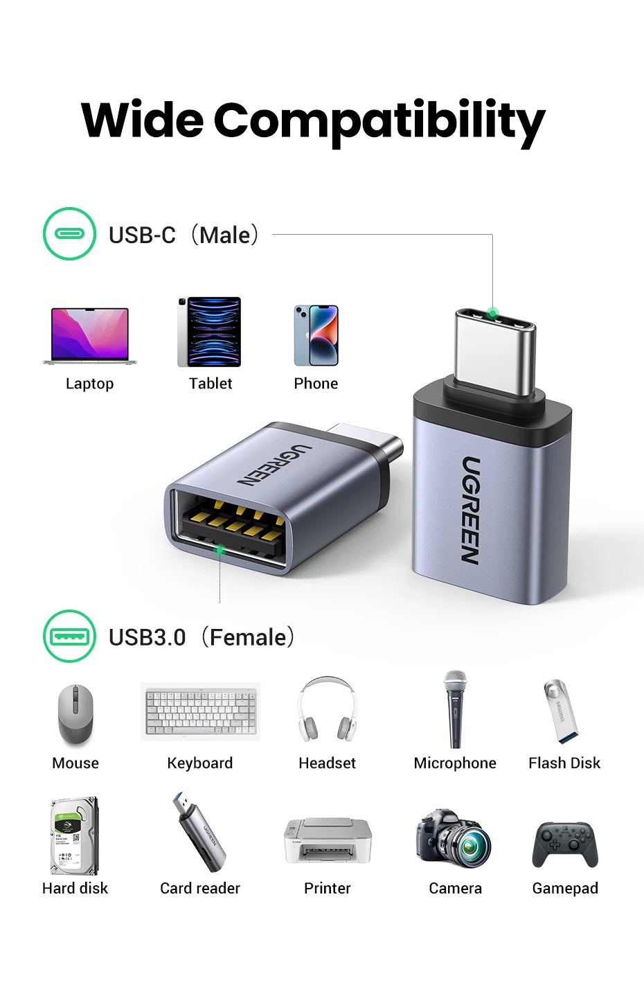 CowLost | ugreen-usb-3-0-otg-adapter-type-c-to-usb-adapter-female-converter |10