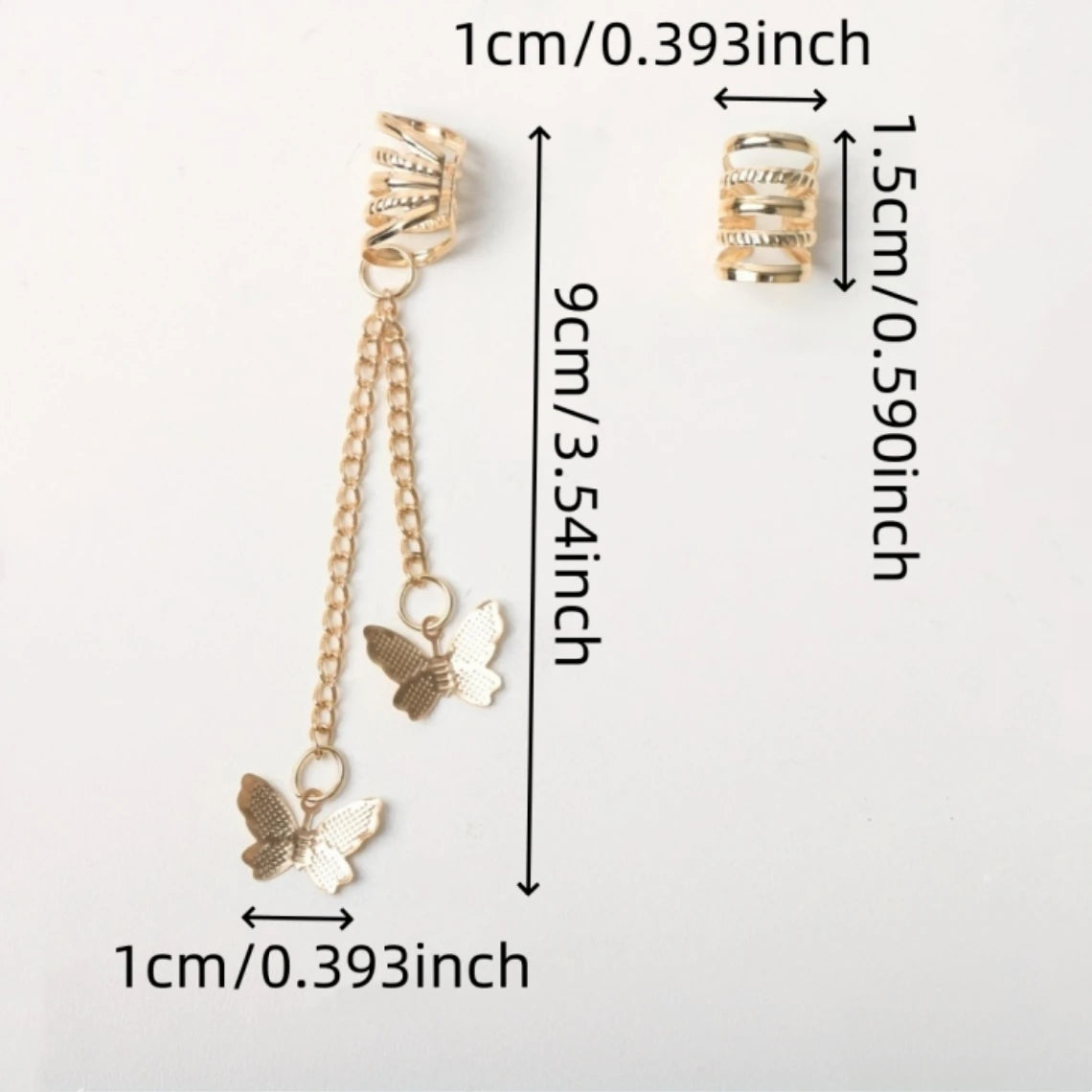 12pcs Hippie Style Butterfly Tassel Hair Beads and Rings for Girls