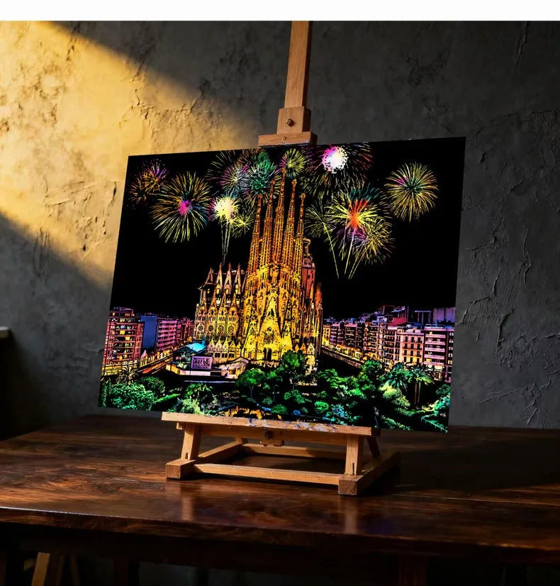 CowLost | product_id-2-pcs-diy-scratch-painting-set-famous-buildings-cityscape-night-view-40-5x28-5-cm |8