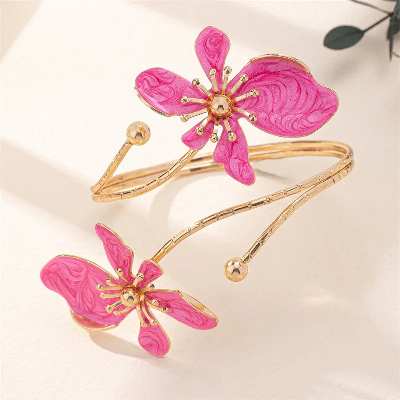 CowLost | vintage-elegant-flower-open-armband-cuff-bracelet-for-women |6