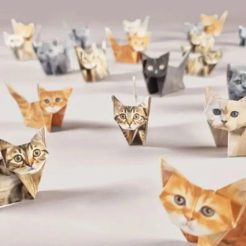 50pcs DIY Origami Paper Cats Folding Animal Craft Set
