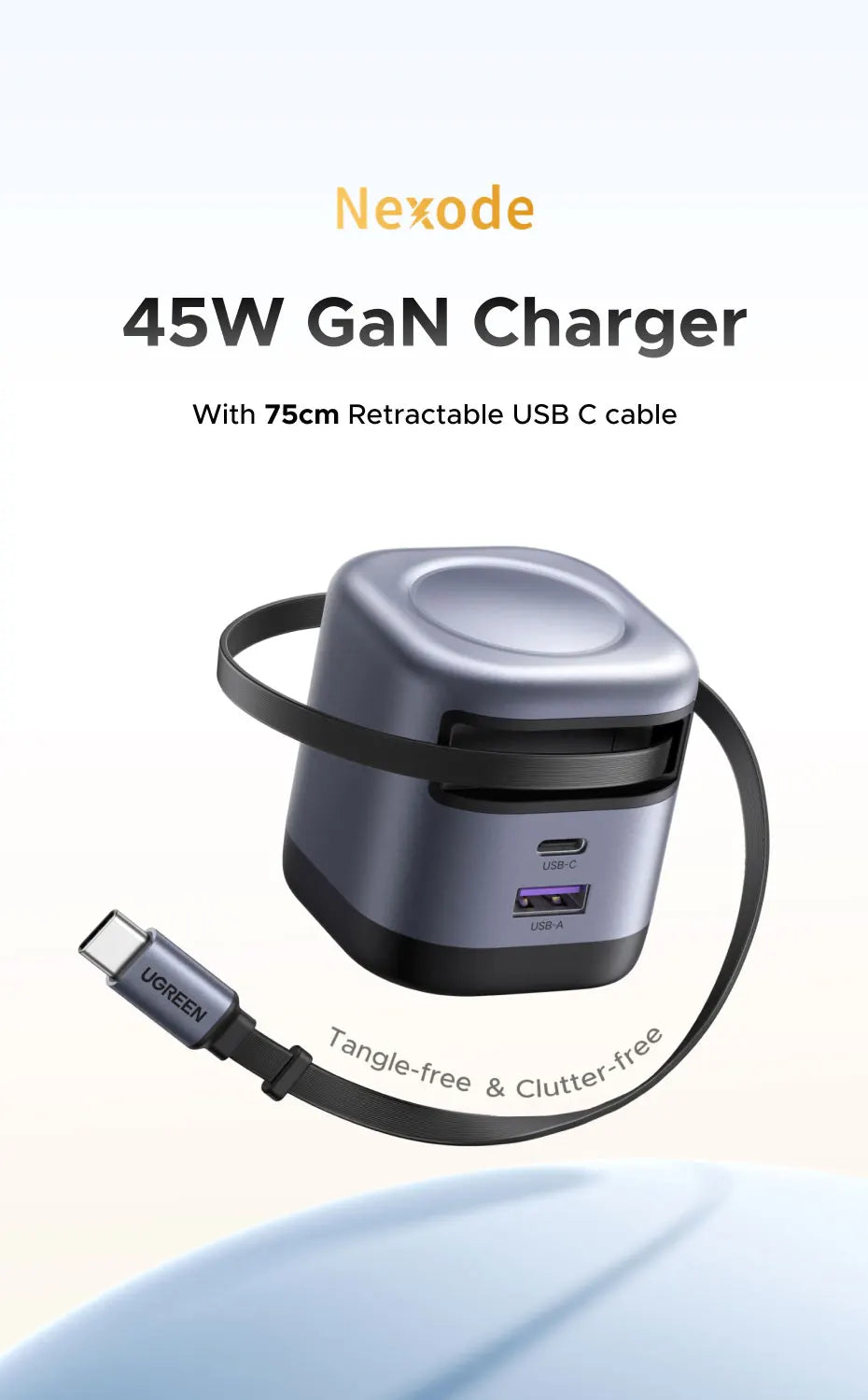 CowLost | ugreen-45w-gan-retractable-cable-charger-ufcs-pps-qc-pd-3-0-fast-charger |7