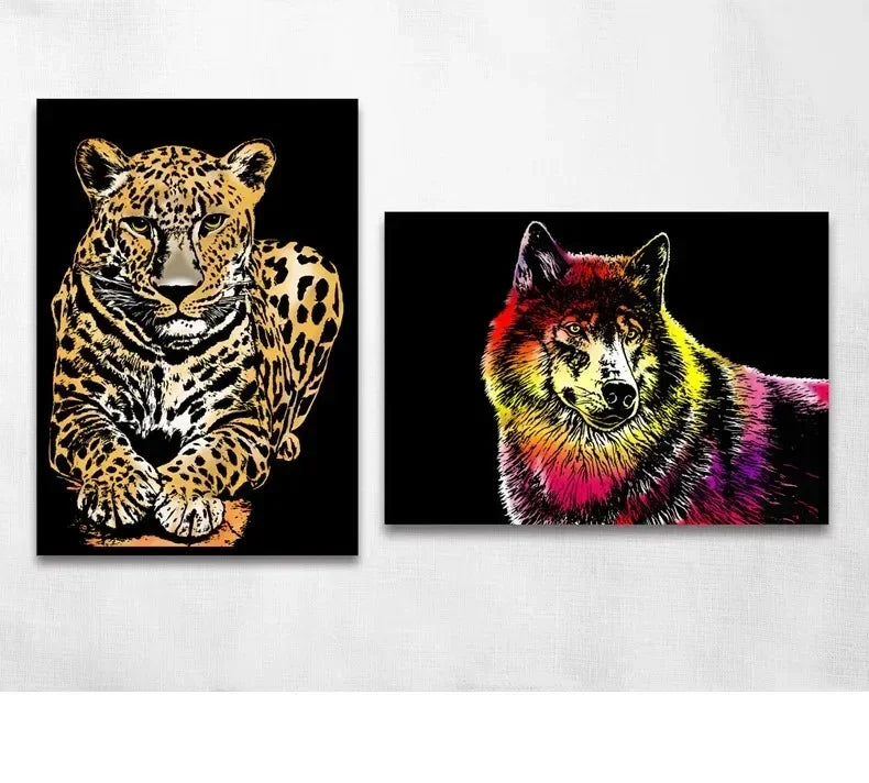CowLost | product_id-4-pcs-a4-diy-scratch-painting-set-with-cartoon-animals-night-view-designs |22