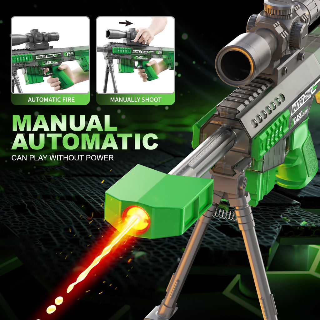 Electric Water Gun Toy Manual & Automatic with Lights, Sound, Long Range Water Squirt Gun for Beach and Pool