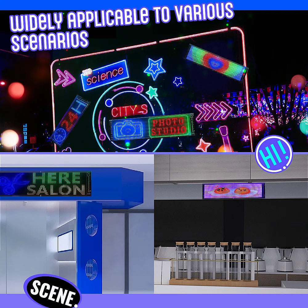 Double Layer RGB Flexible LED Display Panel with App Programmable Sign for Car, Shop, Hotel, Advertising