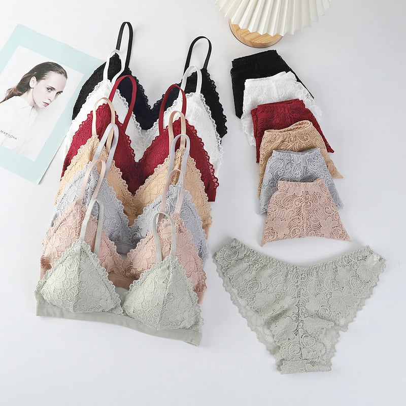 CowLost | product_id-women-lace-non-wire-push-up-bra-and-low-waist-panties-set-sexy-lingerie |7