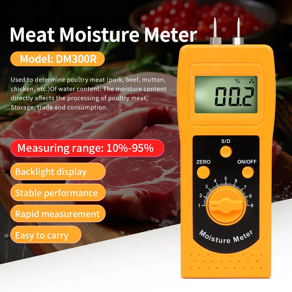 DM200 Portable Digital Multifunctional Moisture Meter for Wood, Paper, Concrete, and Meat