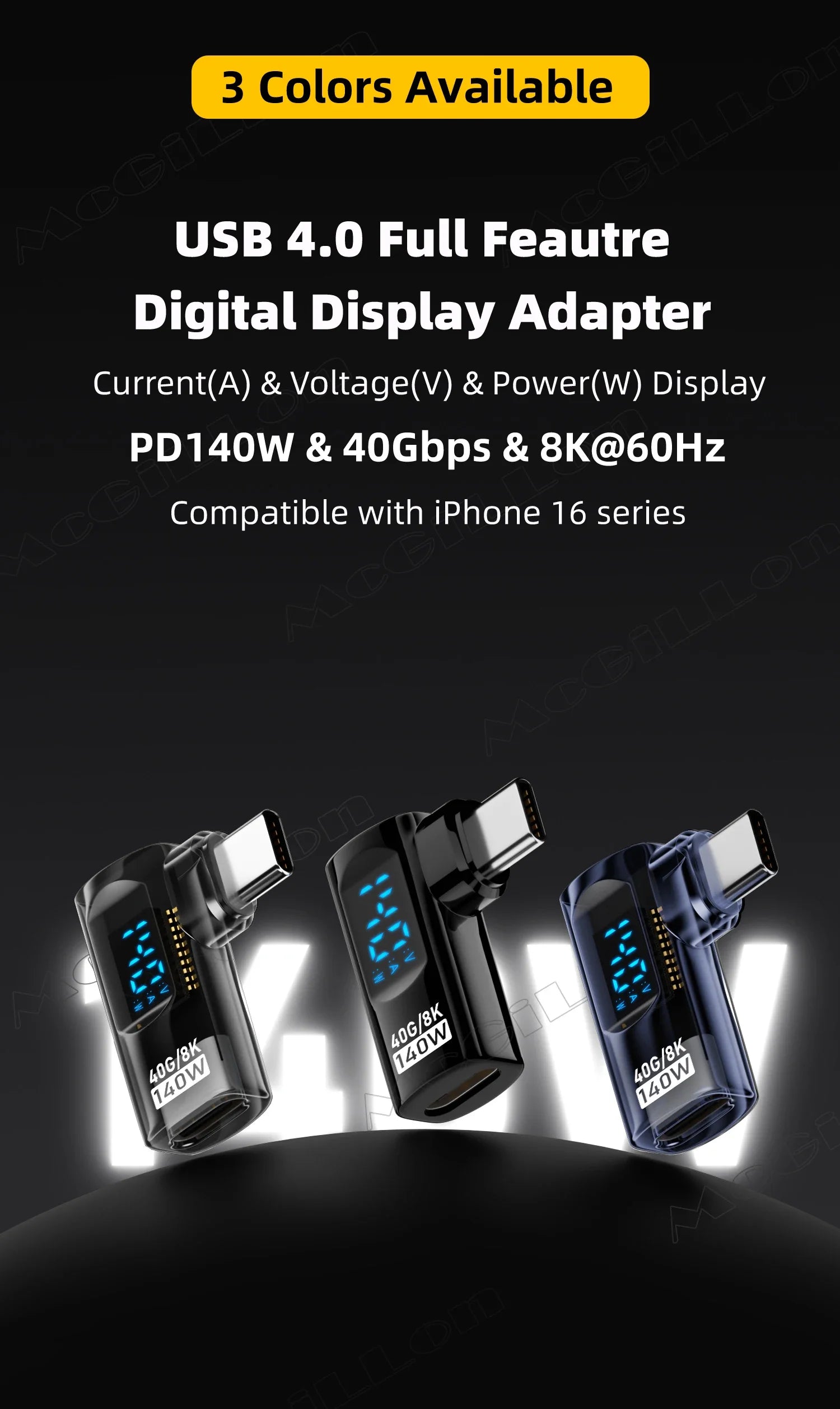 CowLost | product_id-transparent-led-usb4-0-type-c-to-c-otg-adapter-40gbps-8k-60hz-5a-fast-charging-140w-pd-for-iphone-16-15-macbook-pro |7