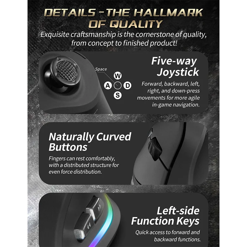 CowLost | product_id-wireless-vertical-backlit-gaming-mouse-with-joystick-programmable-buttons-24000-dpi-ergonomic-for-mac-windows |7