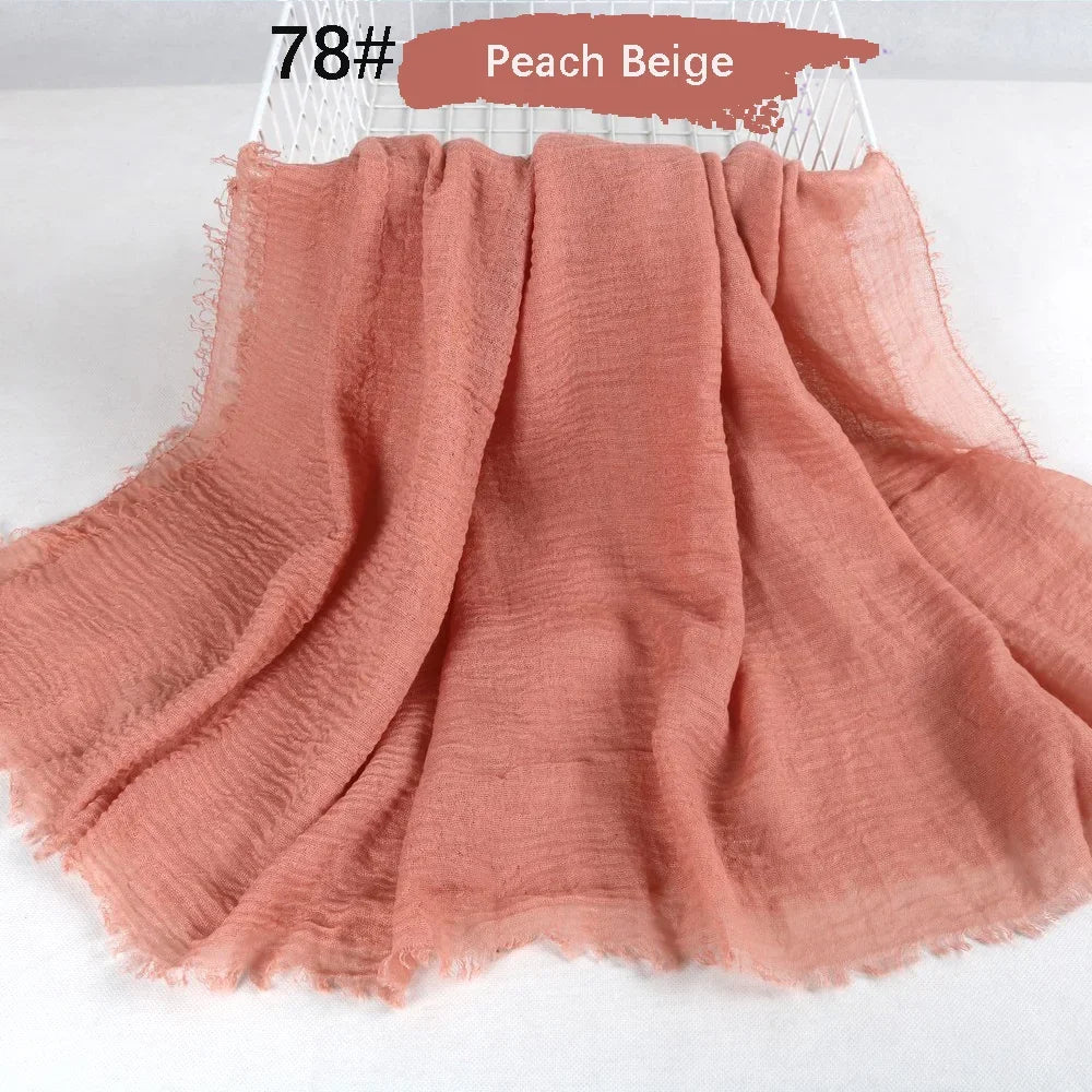 180X90CM Muslim Women Crinkle Hijab Soft Cotton Scarf