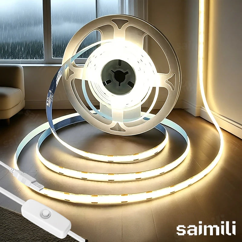 CowLost | light-ropes-strings-product_id-5v-usb-cob-led-strip-light-waterproof-with-switch-for-tv-backlight-and-cabinet-decor |1