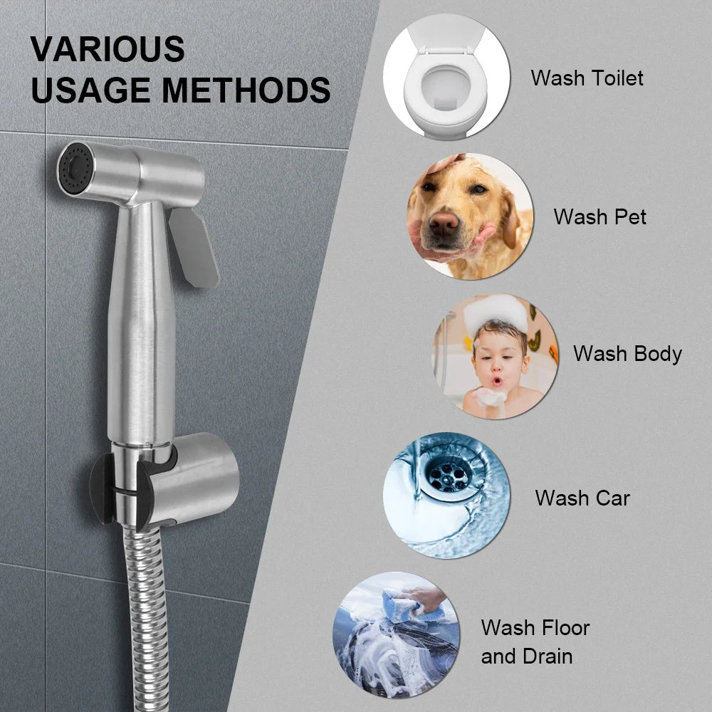 CowLost | shower-head-hand-bidet-faucet-bidet-sprayer-set-for-toilet-for-bathroom-hand-sprayer-self-cleaning-stainless-steel-handheld |6