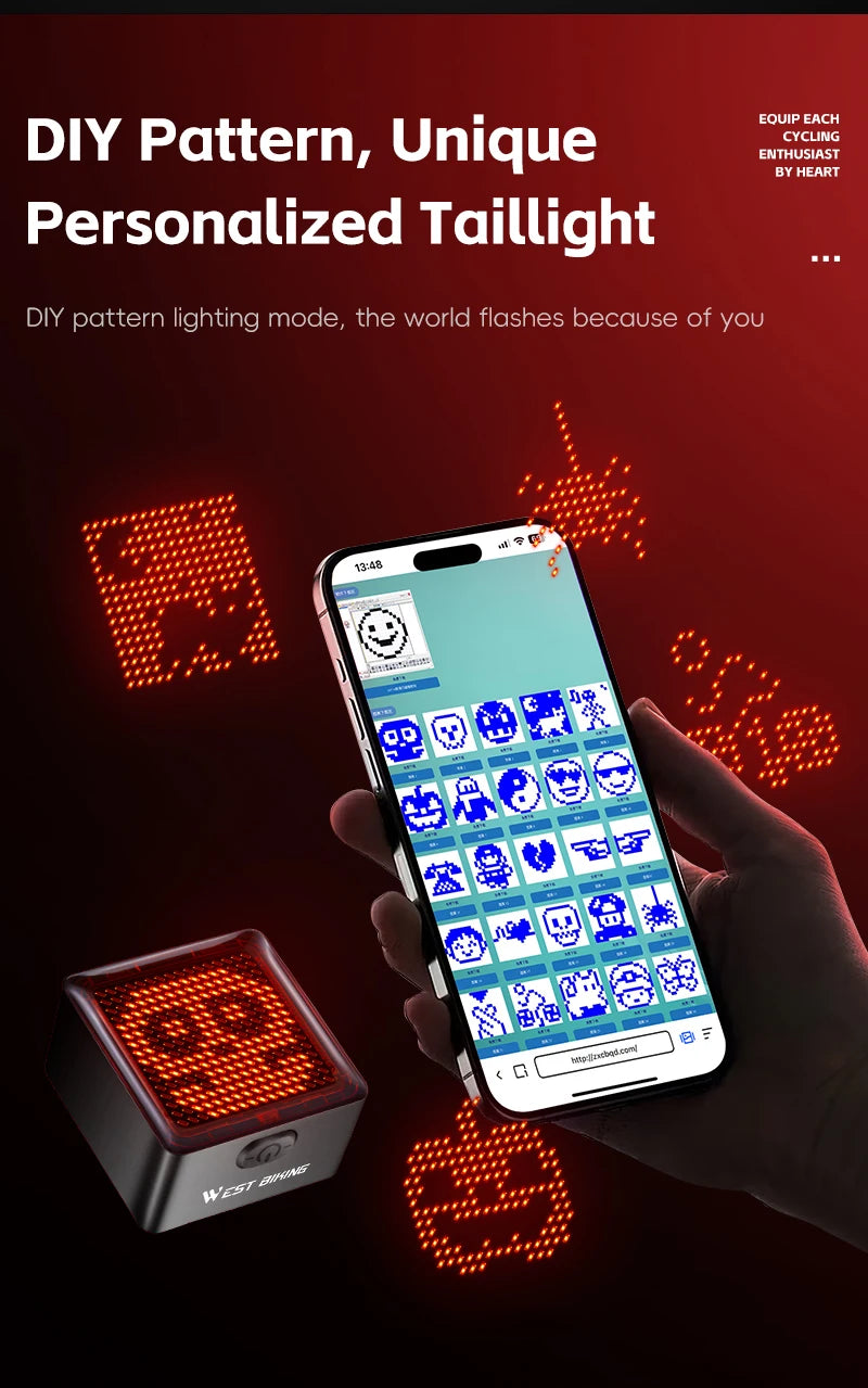 CowLost | sporting-goods-west-biking-diy-pixel-rear-bicycle-taillight-1100mah-long-battery-life |14