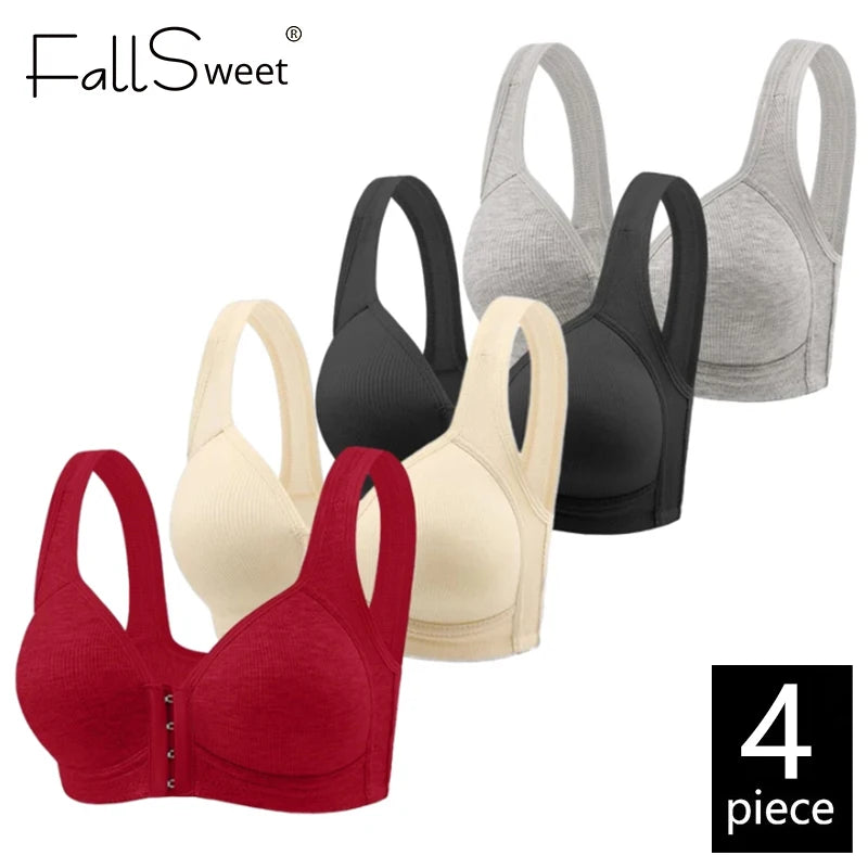 CowLost | product_id-fallsweet-4pcs-wireless-front-closure-full-coverage-push-up-bra-for-women |1