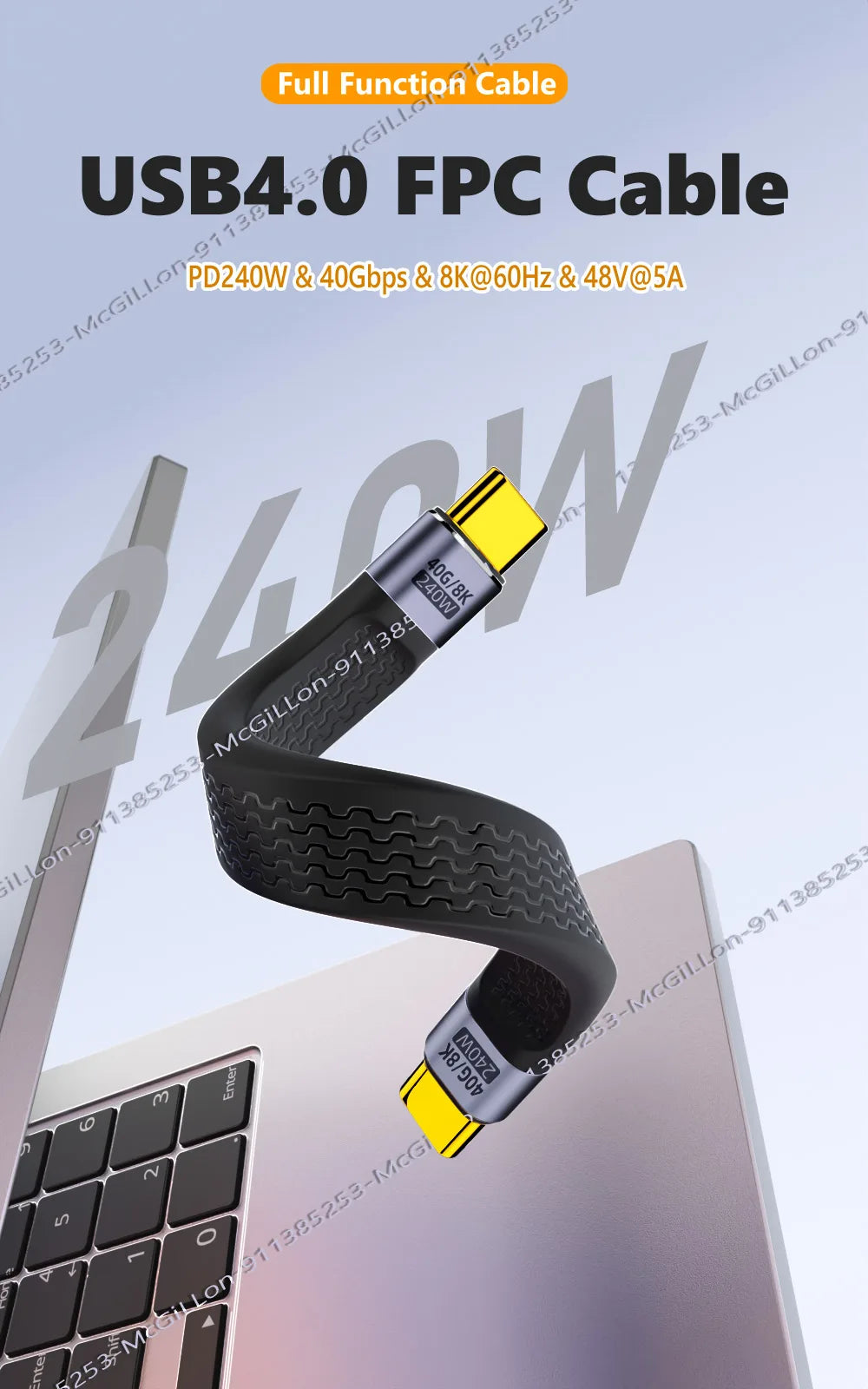 CowLost | product_id-240w-5a-usb-c-to-usb-c-thunderbolt-4-cable-40gbps-8k-60hz-fast-charge-for-macbook-samsung-xiaomi |7