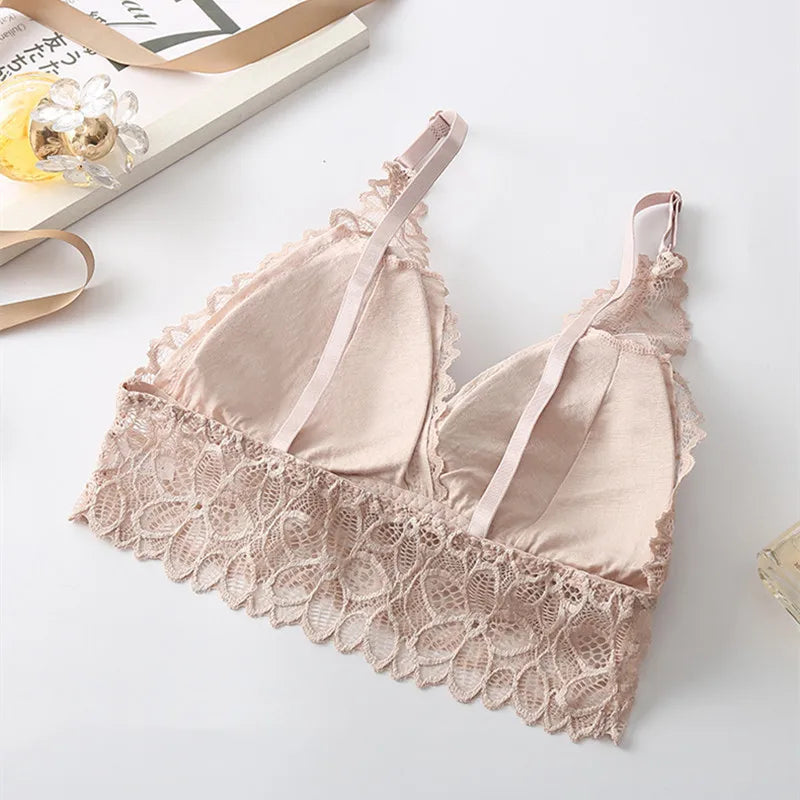 CowLost | product_id-wireless-lace-v-neck-push-up-bralette-for-women-comfortable-wireless-lift |3