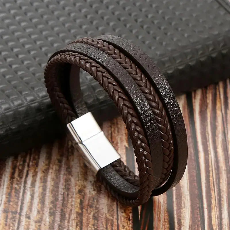 CowLost | jiayiqi-leather-bracelet-punk-hip-hop-metal-charm-tiger-eye-stone-beads-multi-layer-bracelet-for-men |30