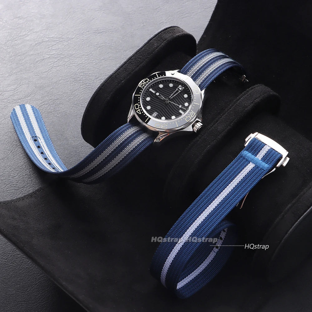 CowLost | watch-bands-product_id-ribbed-nylon-20mm-watch-strap-for-omega-swatch-moonswatch-with-stainless-steel-folding-buckle-unisex-sport-replacement-band |5