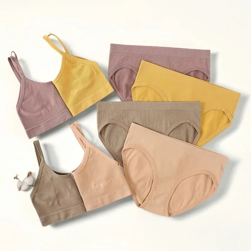 CowLost | women-seamless-bra-and-panties-set-u-back-push-up-bralette-top-comfort-breathable-briefs-sexy-lingerie-sports-underwear-set |2