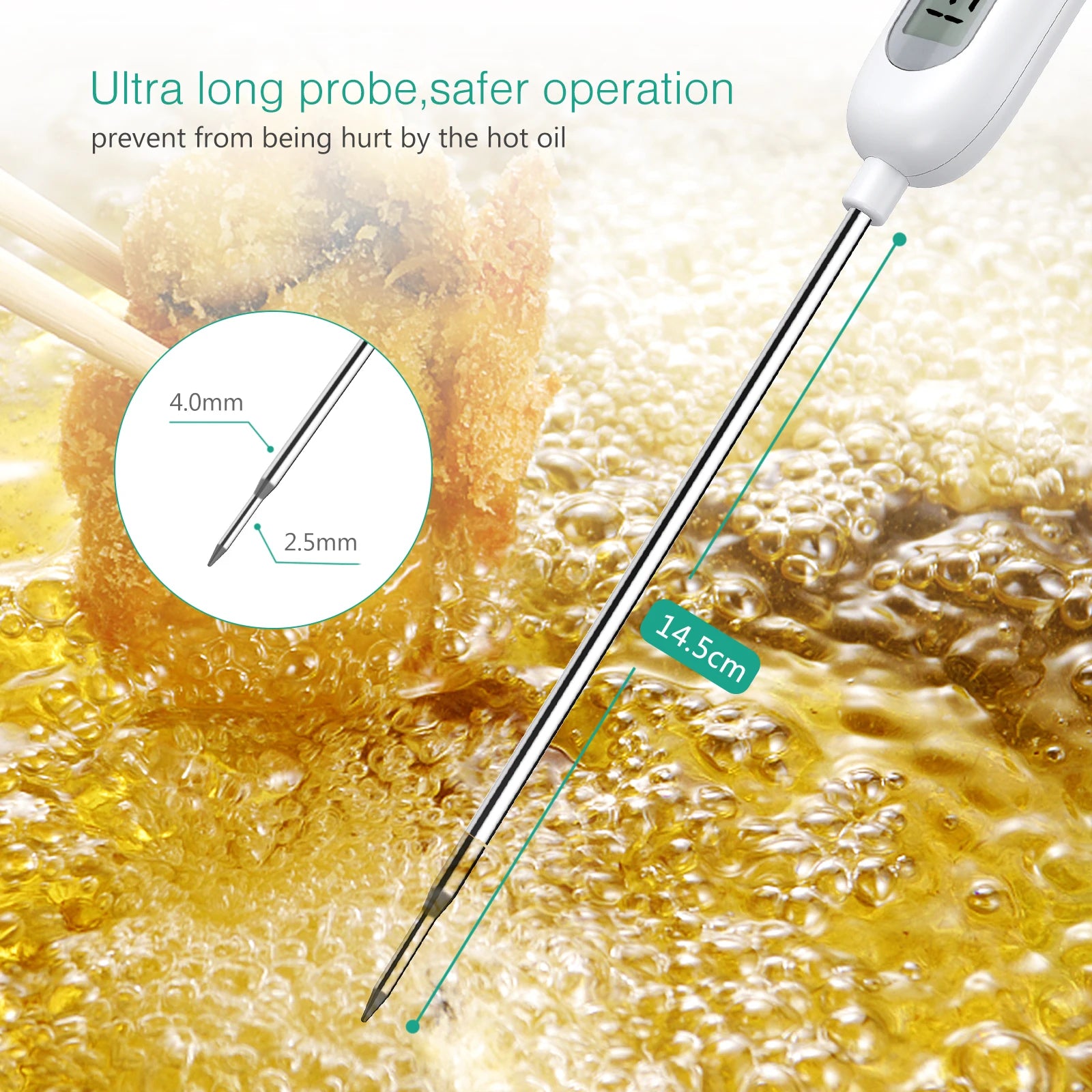 ORIA Digital Meat and BBQ Thermometer Cooking Probe for Water, Milk, Oil, Oven Temperature Measurement
