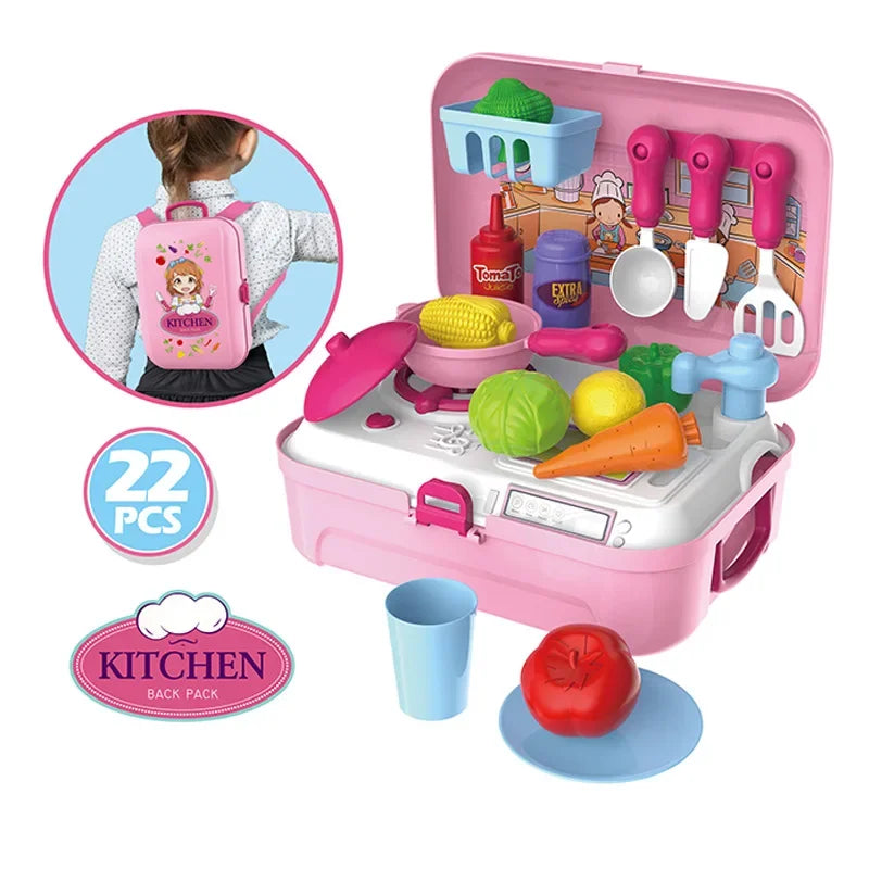 Hot Baby Miniature Plastic Kitchen Pretend Play Food Toy Set with Music and Light for Kids