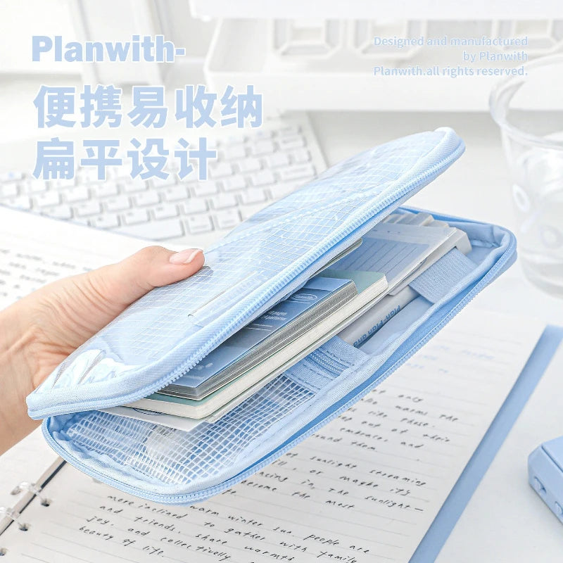 CowLost | product_id-planwith-translucent-sesame-bun-large-capacity-pencil-case-for-school-travel |6