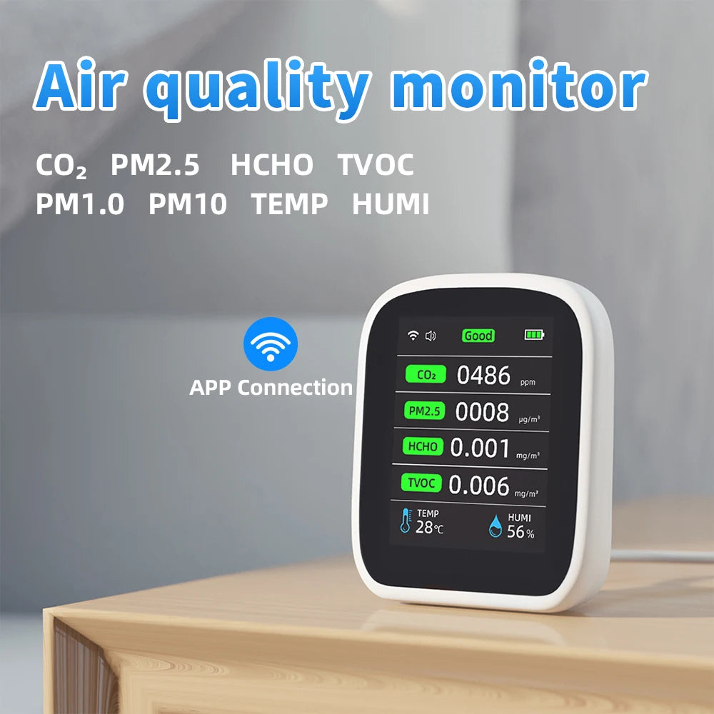 Portable WIFI Air Quality Tester with APP Control PM2.5 CO2 Temperature Humidity Meter