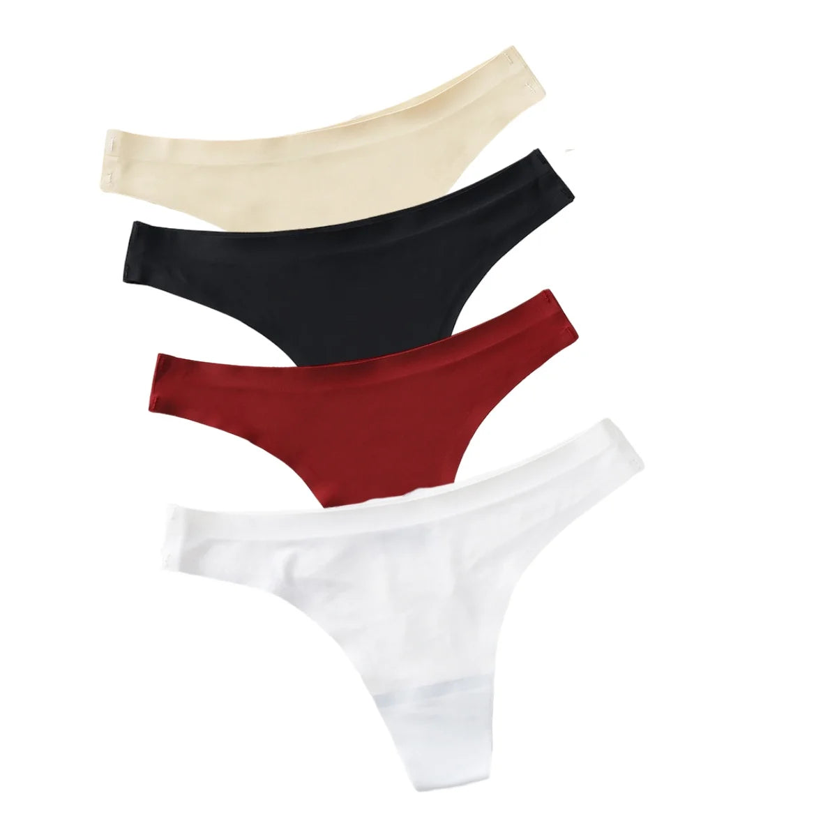 CowLost | product_id-4pcs-women-s-low-waist-seamless-ice-silk-thong-panties-set |20