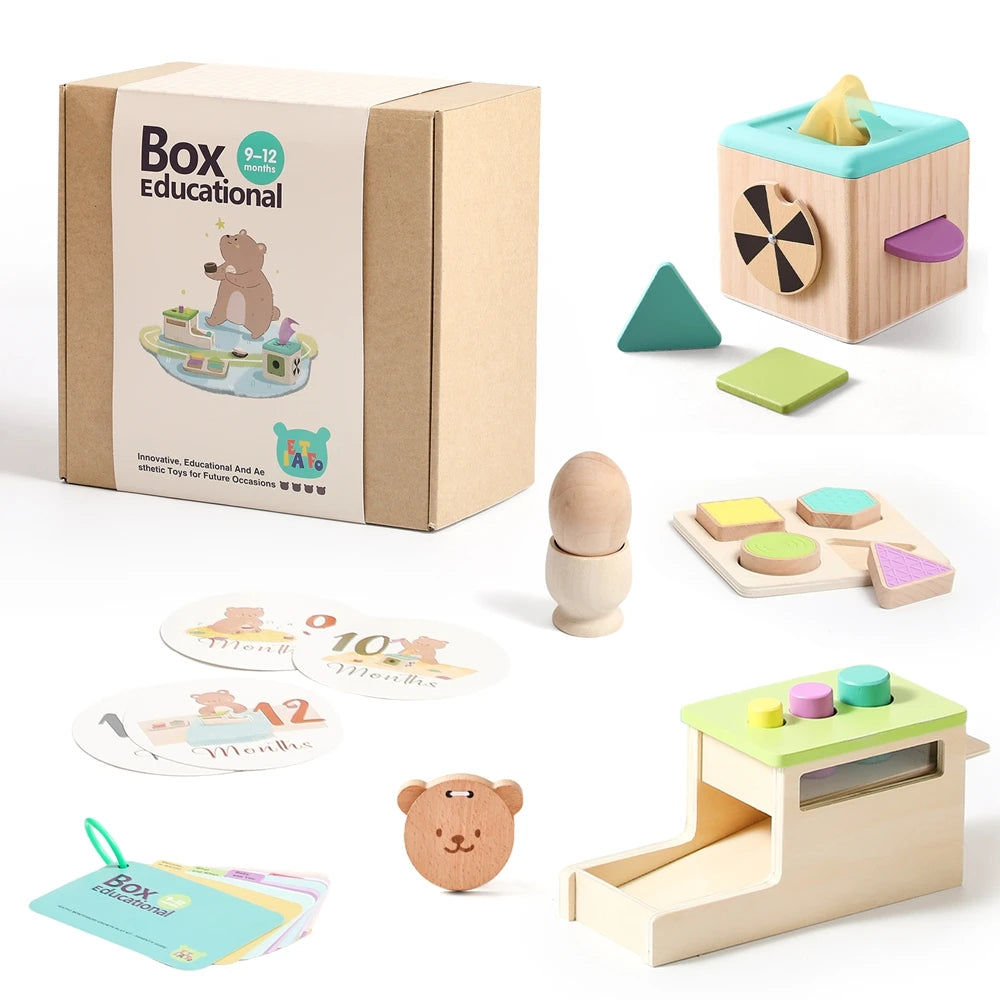 CowLost | cat-treats-8pc-wooden-montessori-toy-set-for-babies-0-12-months-early-education |1