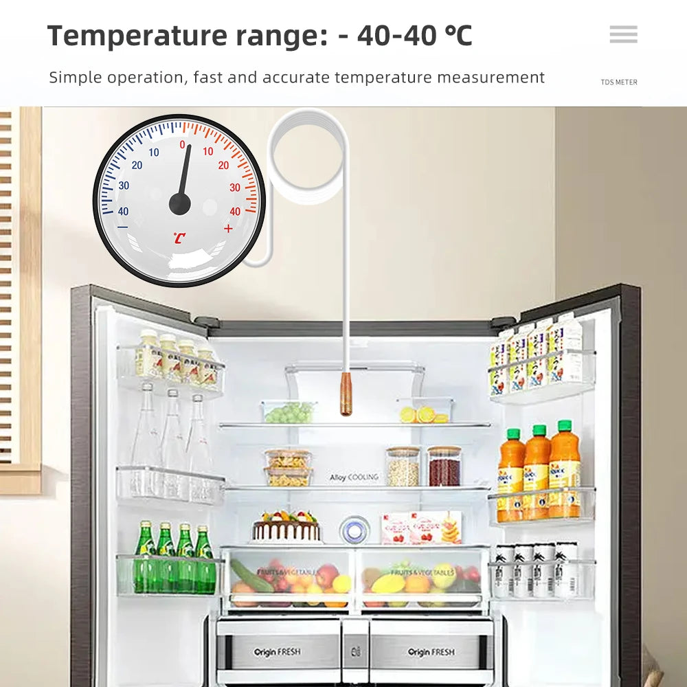 Expansion Thermometer with 1.2m Probe -40~40℃/0~120℃ Embedded for Cold Chain & Hot Spring Use