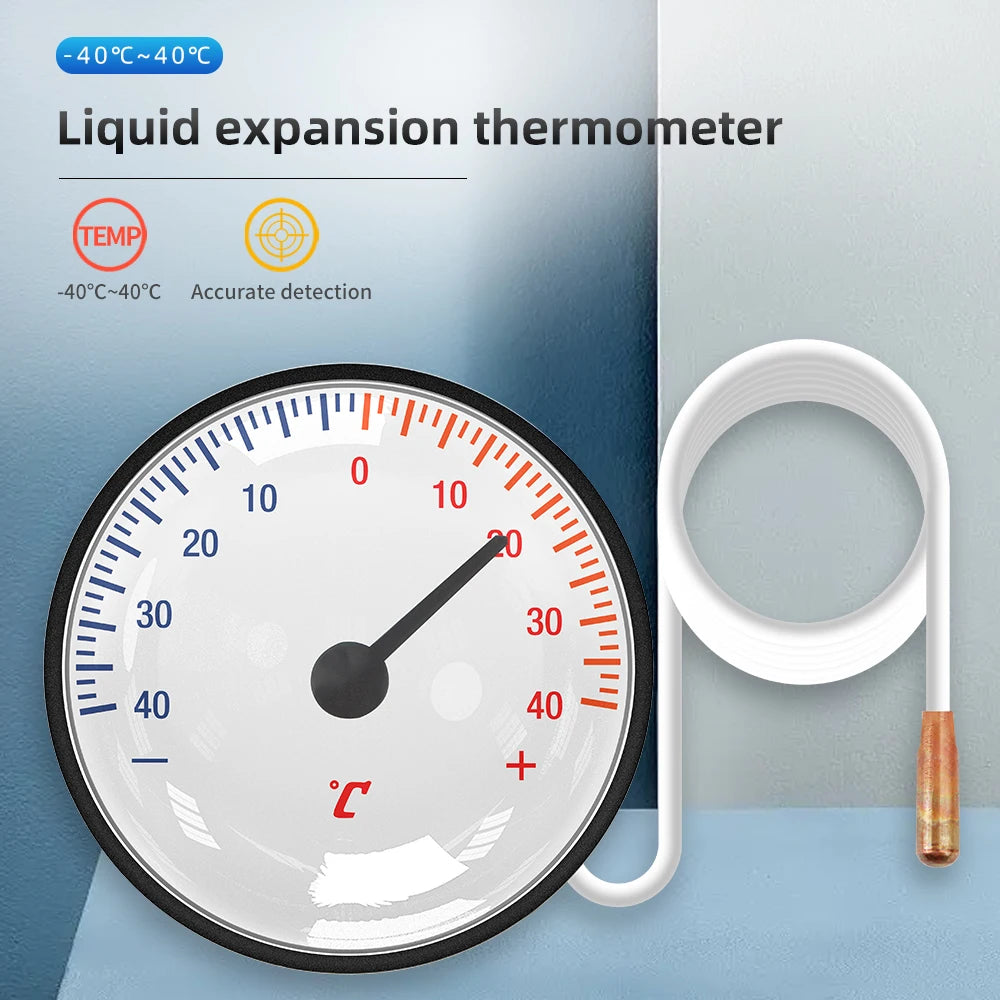 Expansion Thermometer with 1.2m Probe -40~40℃/0~120℃ Embedded for Cold Chain & Hot Spring Use