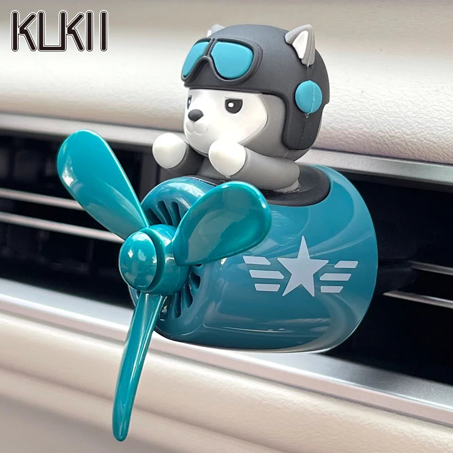 CowLost | product_id-pilot-husky-dog-car-air-freshener-propeller-plane-vent-clip-ocean-scent-aroma-diffuser |1