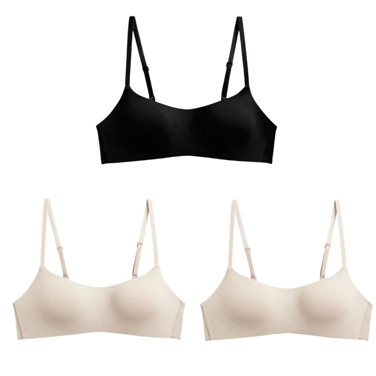 CowLost | product_id-3pcs-seamless-wire-free-1-2-cup-push-up-bras-with-back-closure-for-women |18