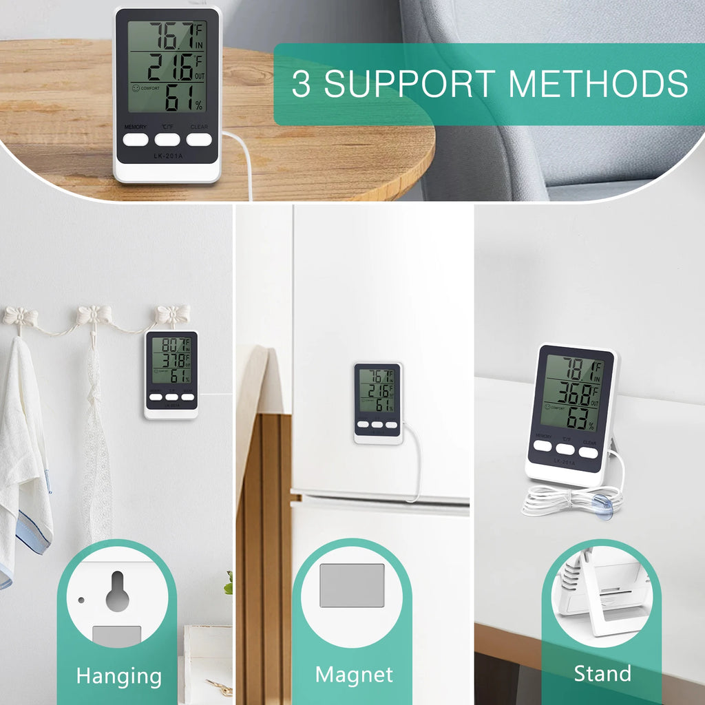 ORIA Digital Refrigerator Thermometer with Probe for Indoor, Outdoor, Aquarium, and Fish Tank Temperature Monitoring