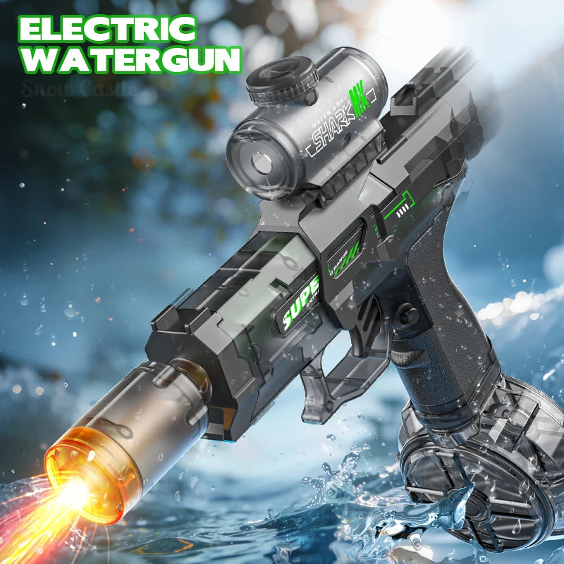 Electric Automatic Water Gun with Continuous Firing and Lights for Outdoor Use