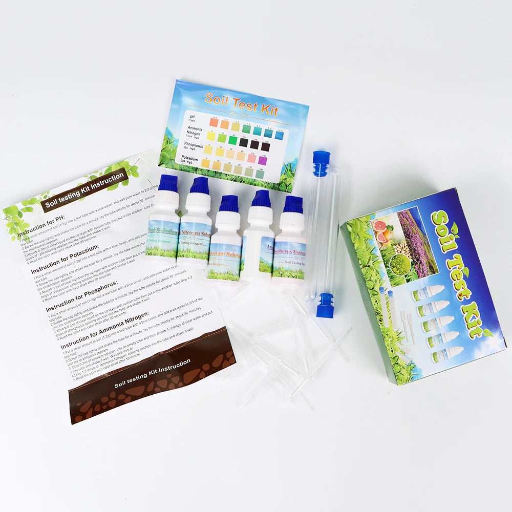 4-in-1 Soil Test Kit PH Nitrogen Phosphorus Potassium Reagent Set for Agriculture Gardening