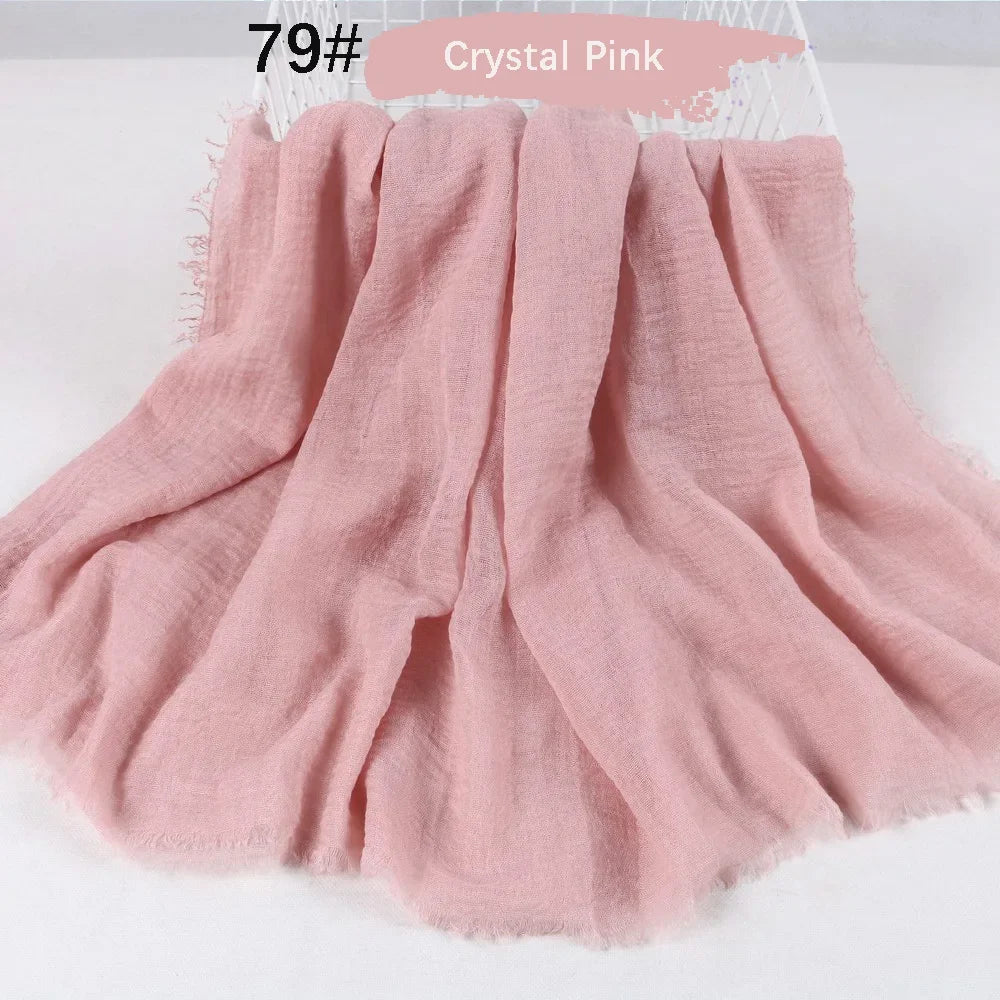 180X90CM Muslim Women Crinkle Hijab Soft Cotton Scarf