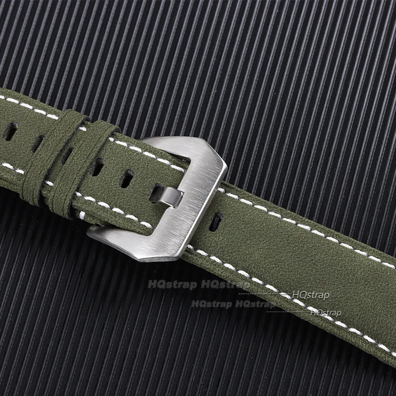 Vintage Matte Leather Watchband Strap 18-24mm Black Blue Brown Unisex