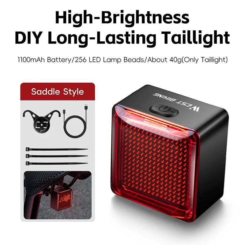 CowLost | sporting-goods-west-biking-diy-pixel-rear-bicycle-taillight-1100mah-long-battery-life |26