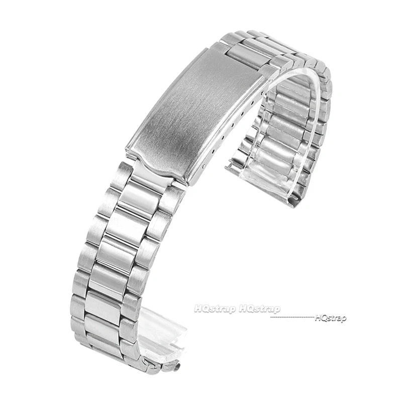 Universal Stainless Steel Watchband 12-20mm Women Metal Bracelet Folding Buckle Silver Gold