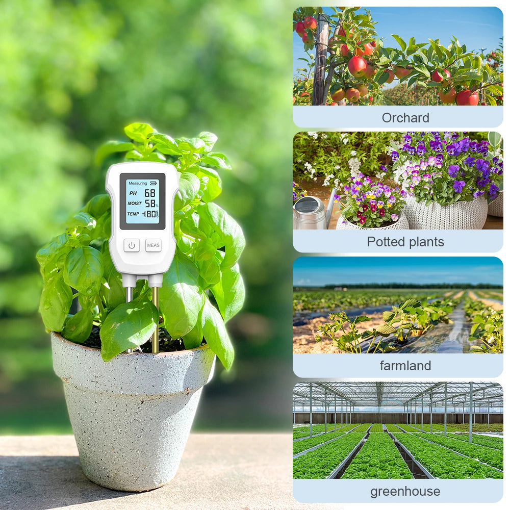 3-in-1 Digital Soil Tester PH Moisture Temperature Meter with LCD for Garden Plants