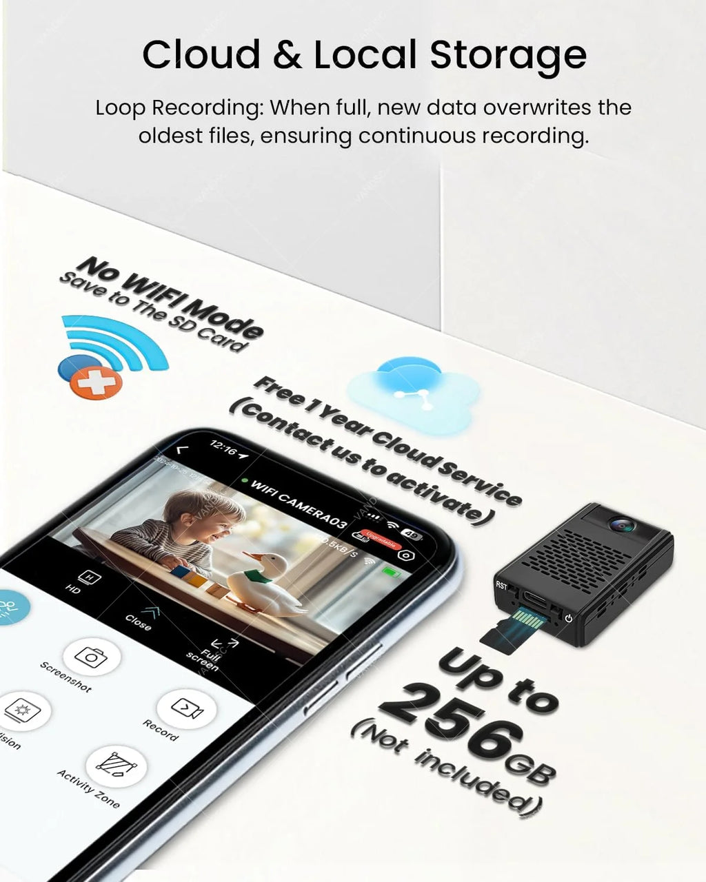 CowLost | product_id-vesafe-mini-4k-wifi-security-camera-with-180-rotating-lens-cloud-sd-storage-motion-detection-no-wifi-recording |3