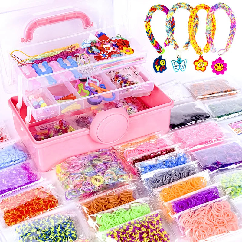 DIY Rubber Bands Loom Weaving Kit for Bracelets and Pendants, CE Certified, Age 14+